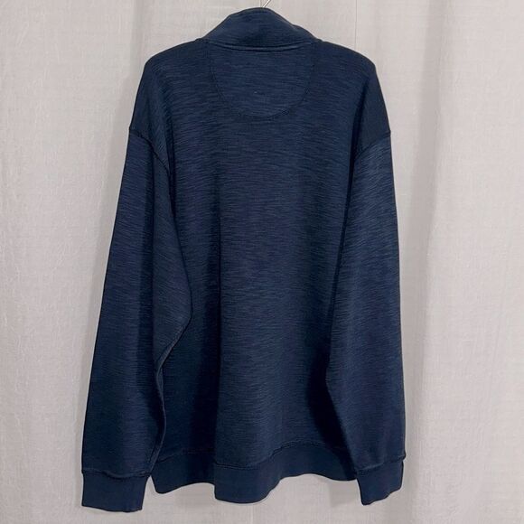 ORVIS XL Heather Navy Mock Neck Quarter Zip Knit Sweater - Picture 2 of 13